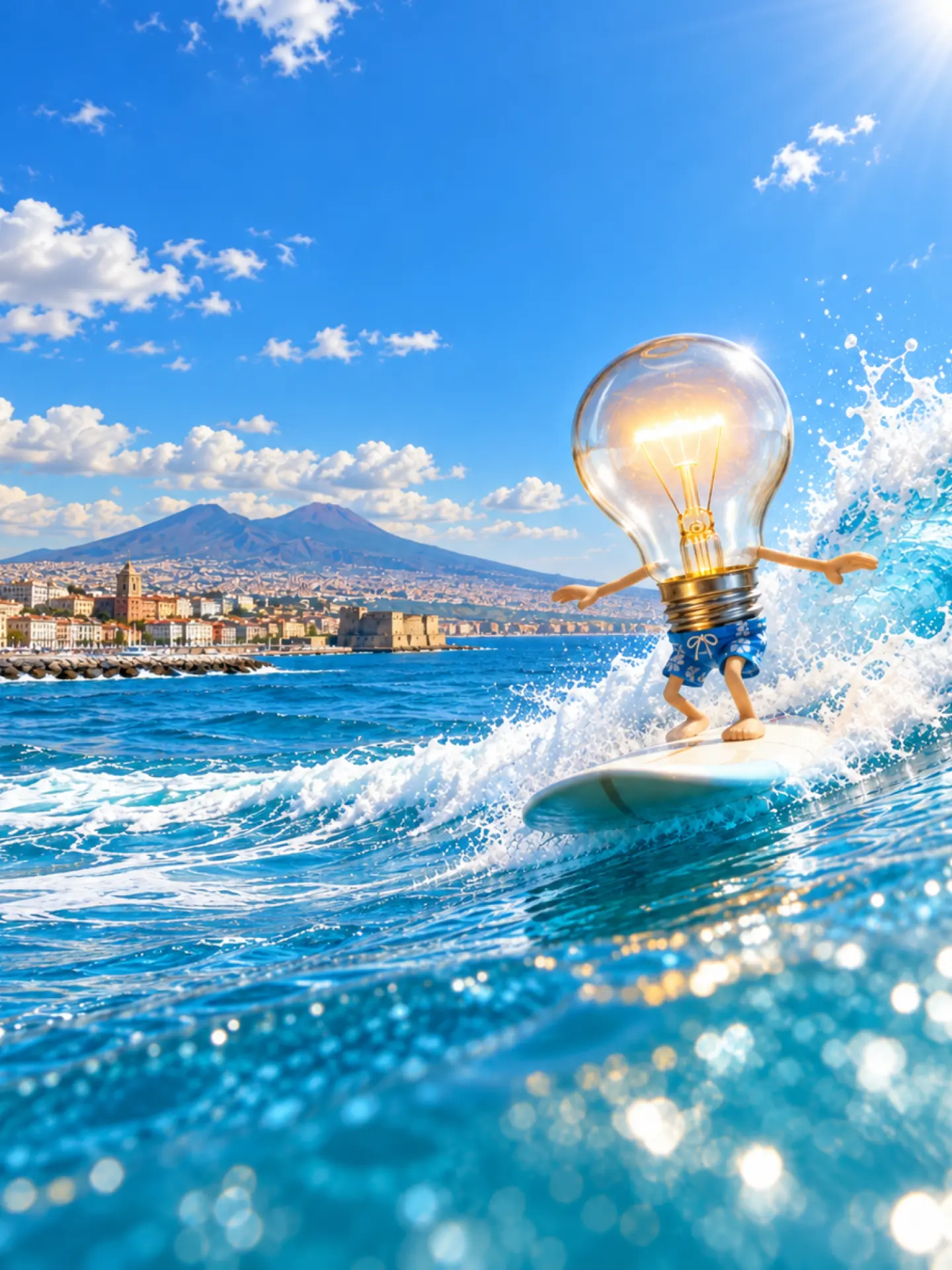Il golfo di Napoli al tramonto, sede del Blue Waves Startup Contest